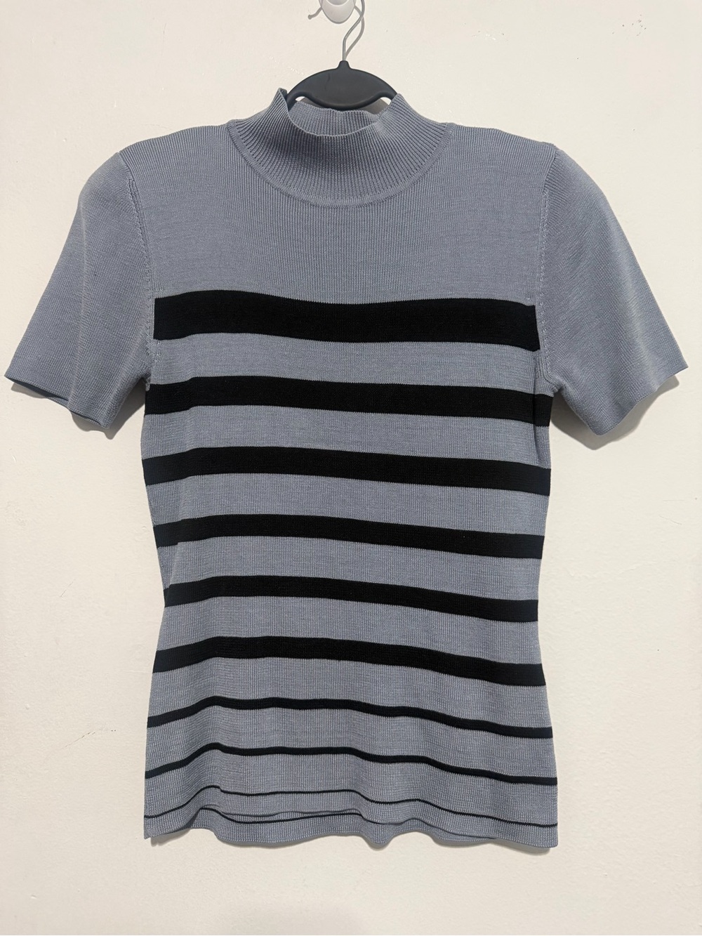Vintage 90s Preview Collection 100% Silk Striped Mock Neck Top S Shoulder Pads
